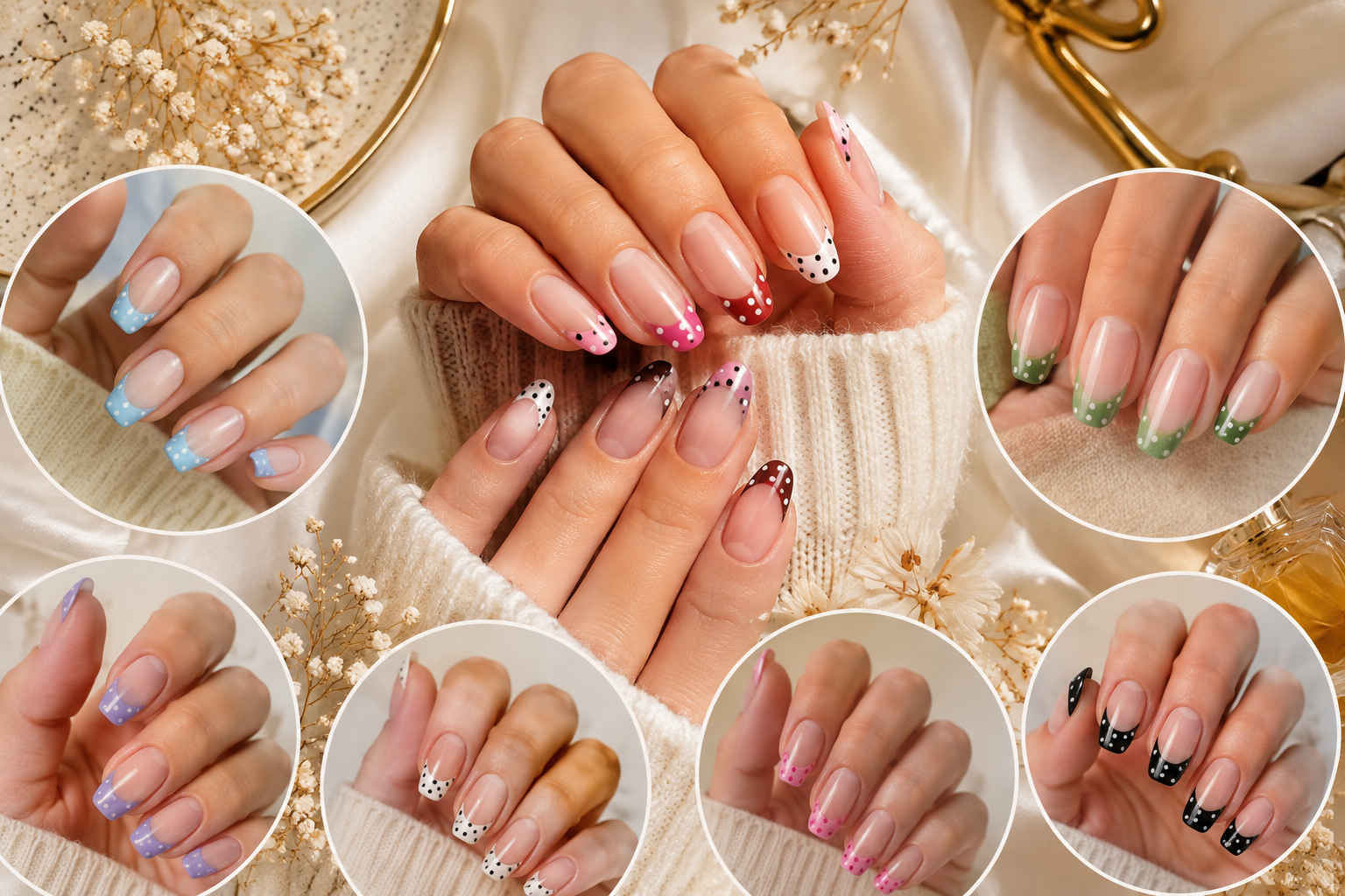 French Tip Polka Dot Nails