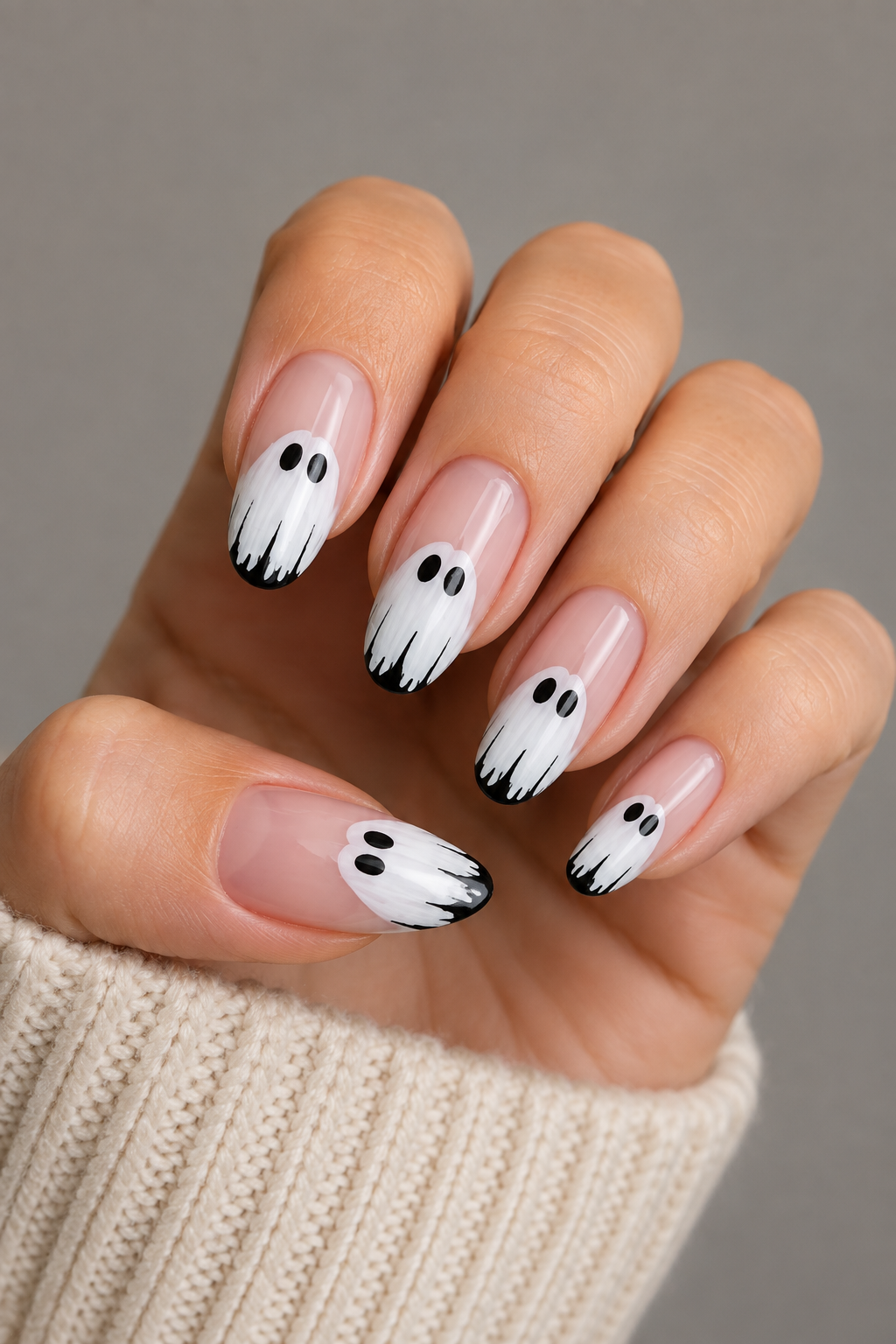 Ghost Tip Halloween Nails