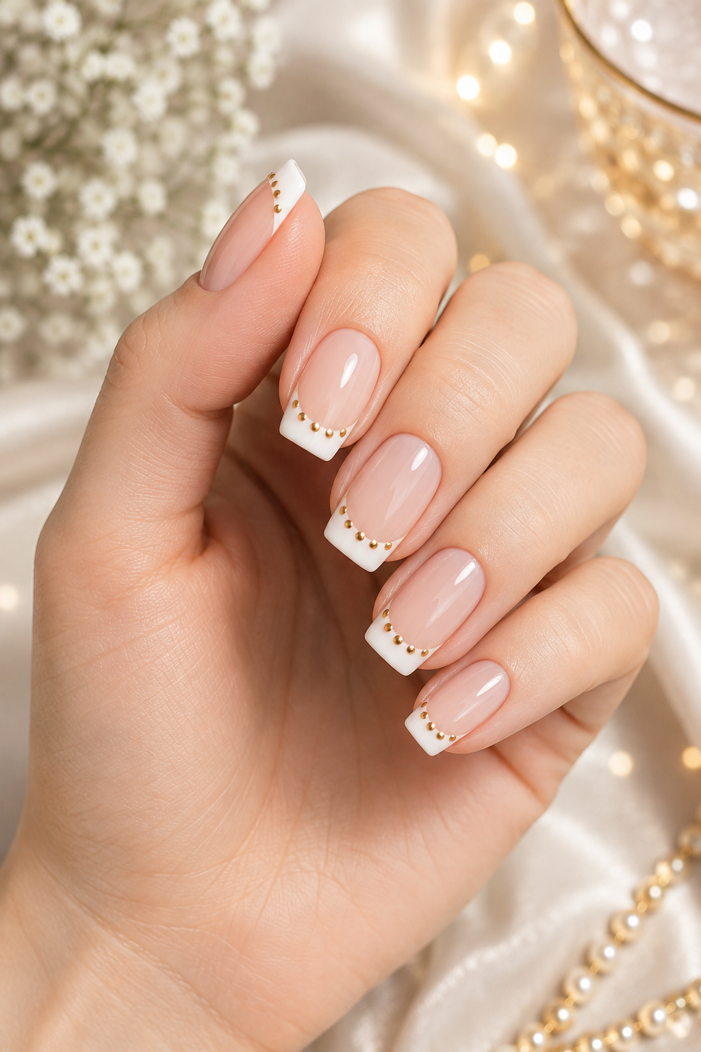 Gold Polka Dot French Tips