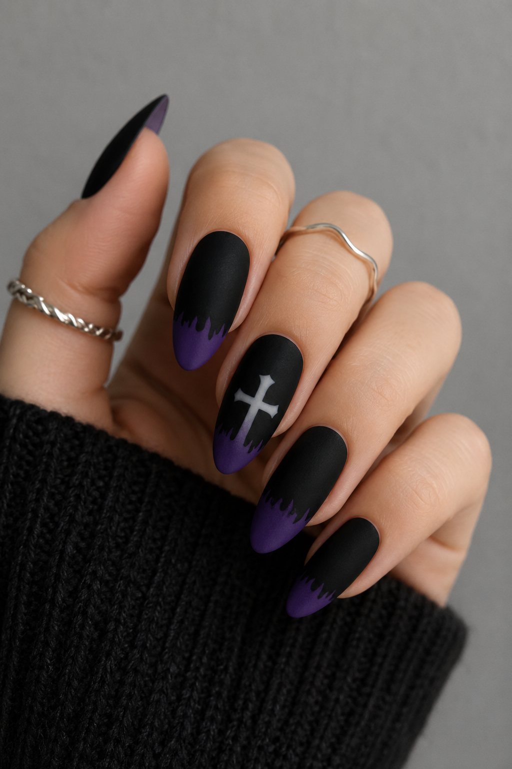 Gothic Cross Drip Nails