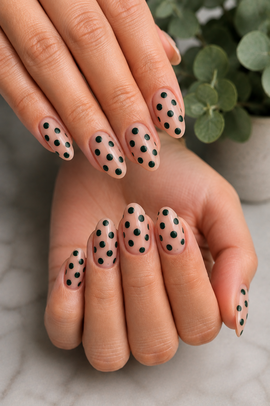 Green Polka Dot Nails