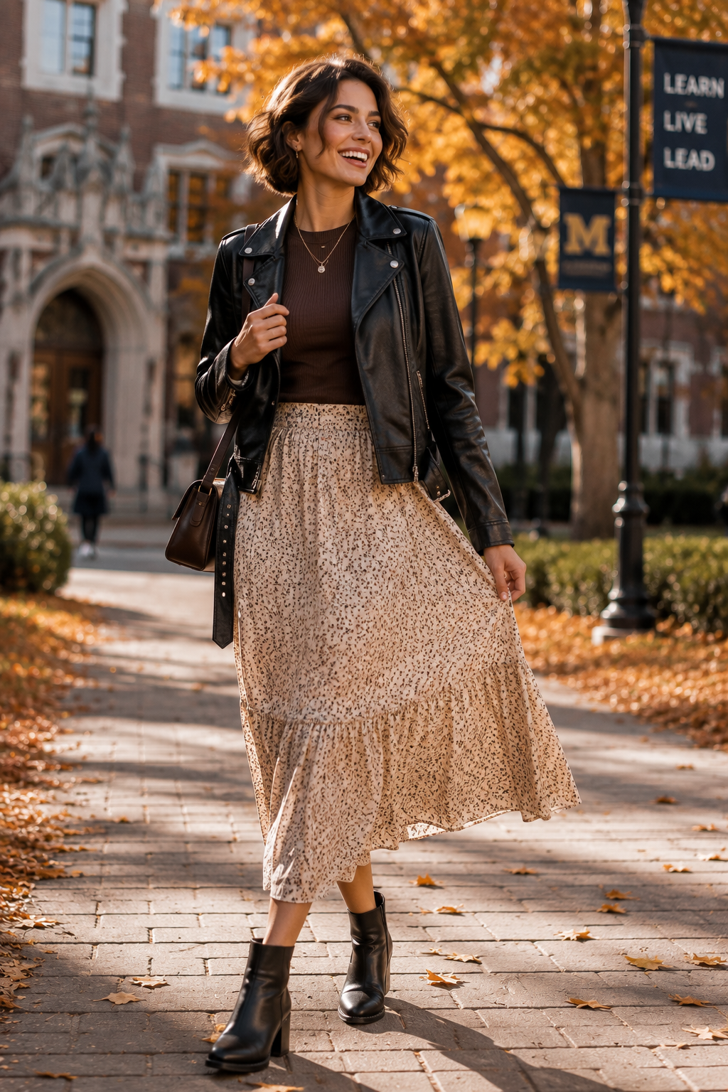 Leather Jacket With a Long Skirt