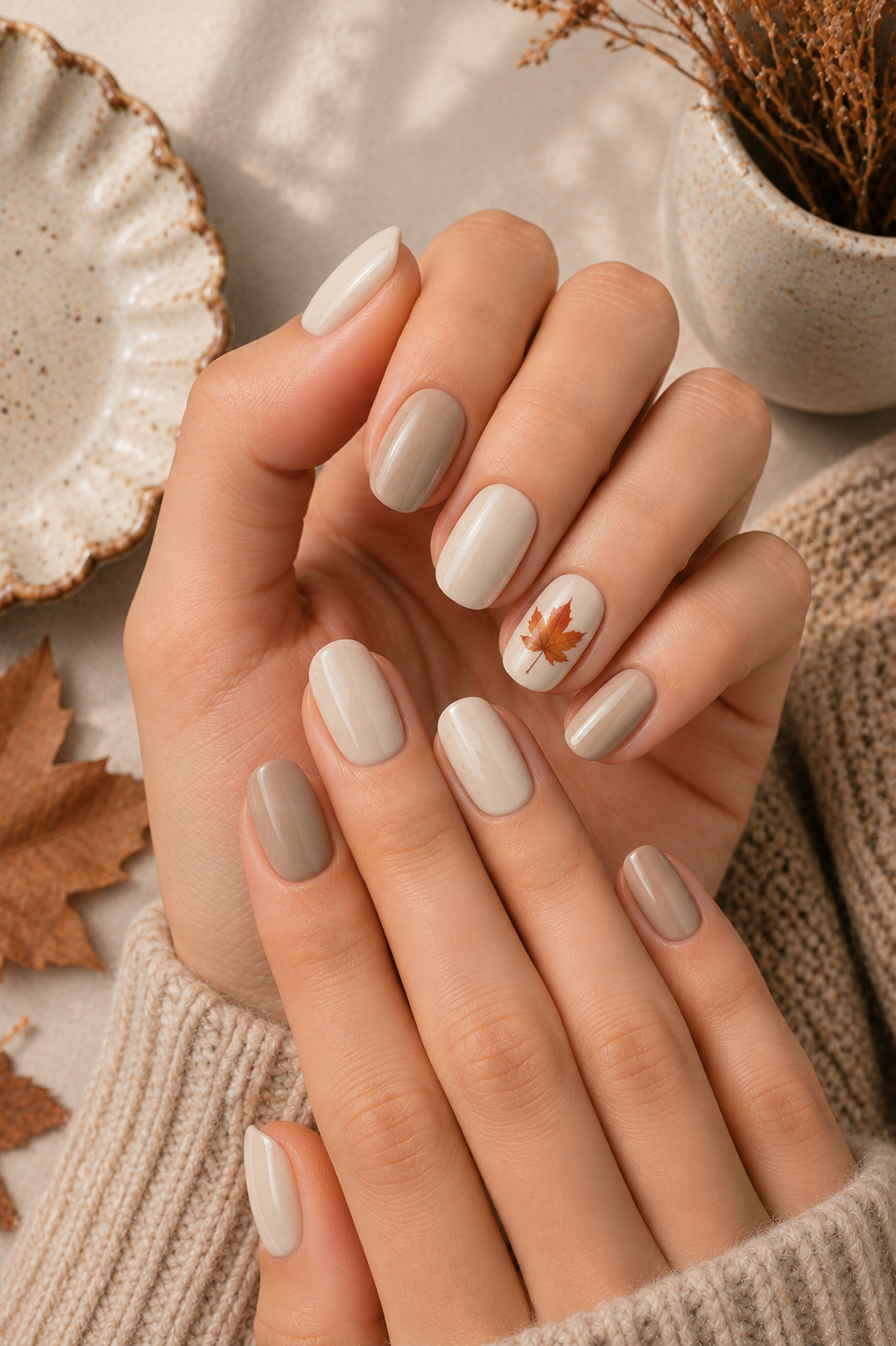 Maple Leaf Accent Nails