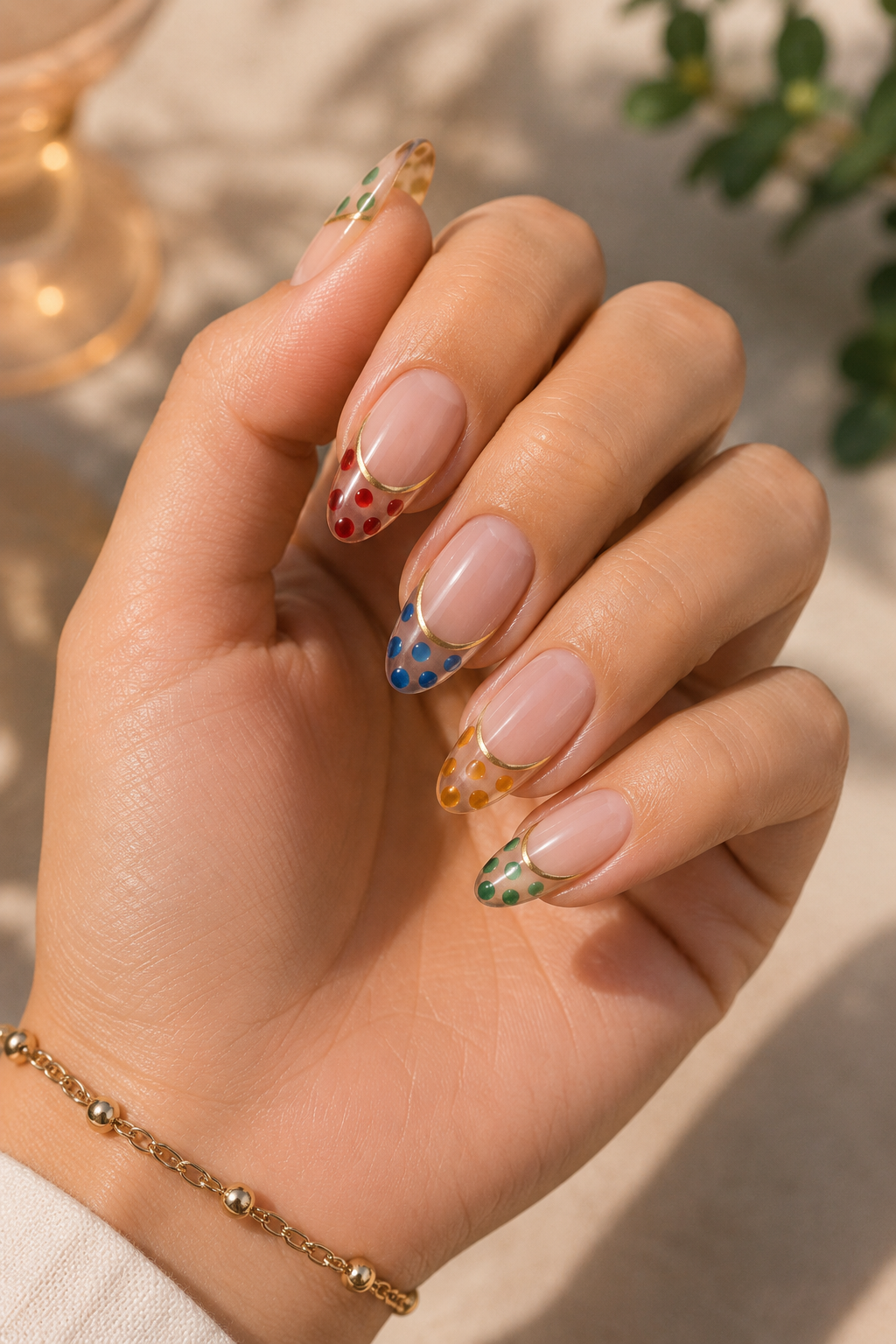 Metallic Outline + Jelly Dot French
