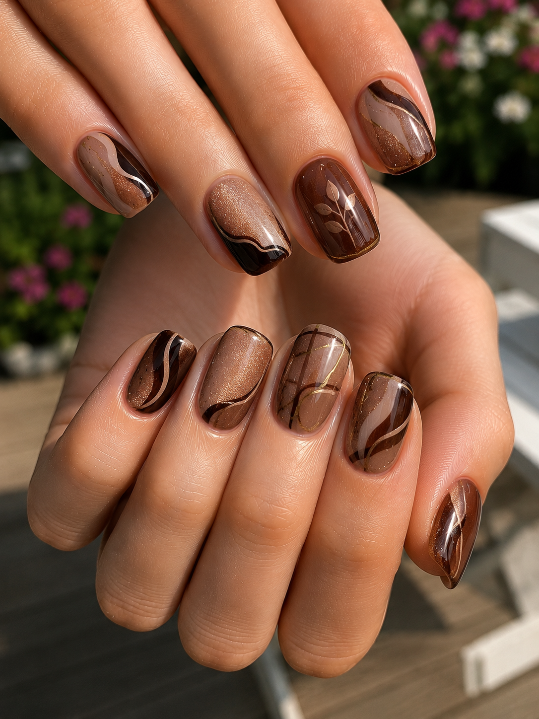 Mocha Cat Eye with Chocolate Waves