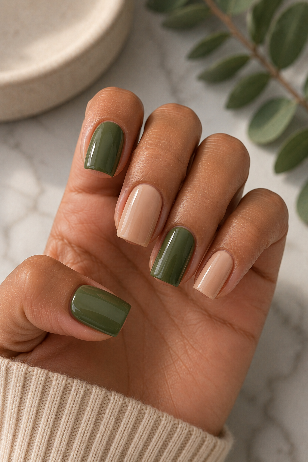 Moss Green and Nude Combo