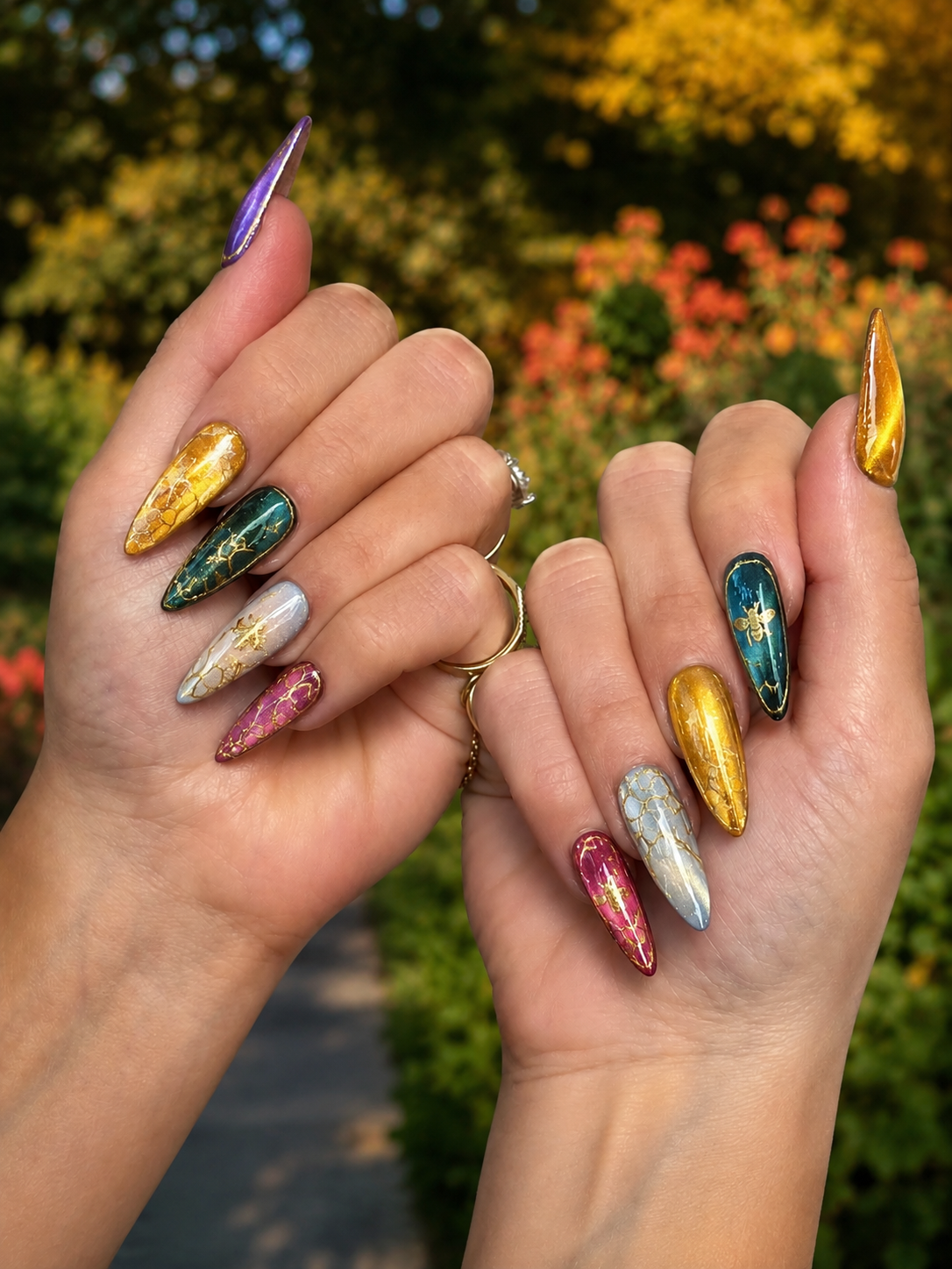 Multi-color august nail designs