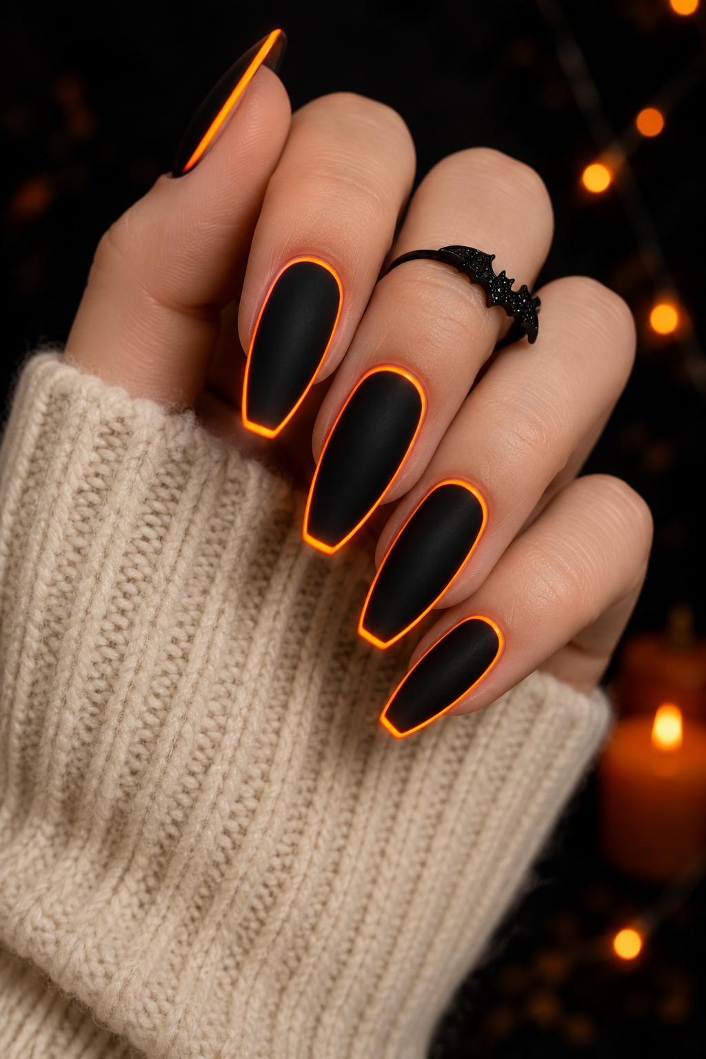 Neon Outline Vampire Nails