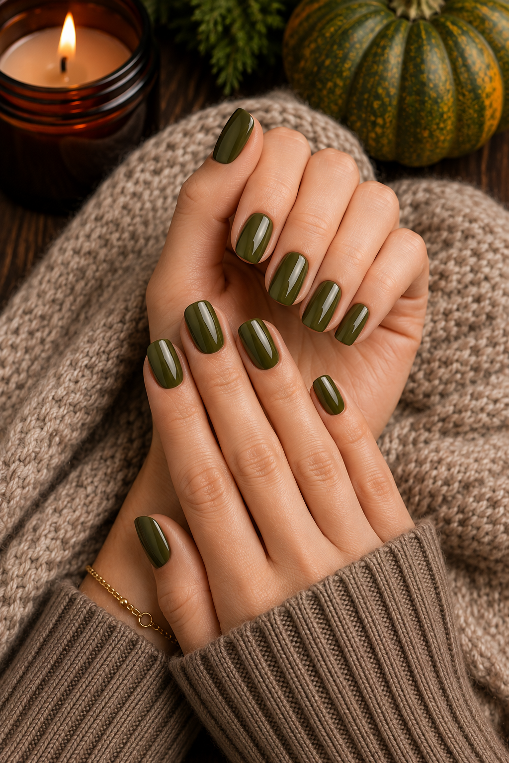 Olive Green Fall Nails