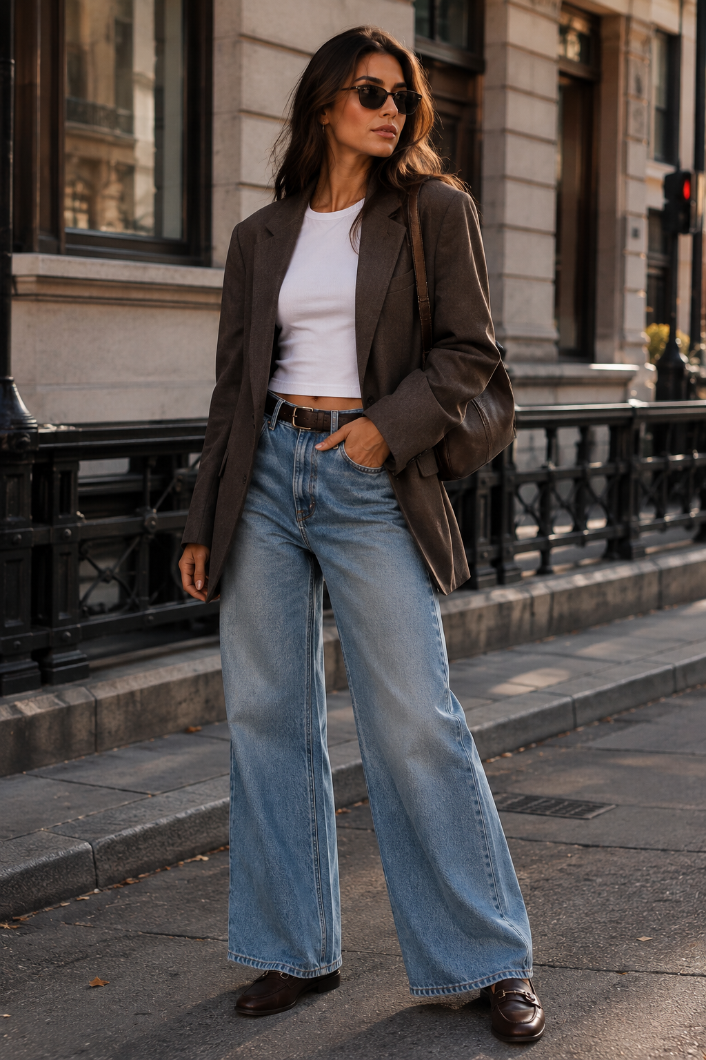 Oversized Blazer With Wide-Leg Jeans