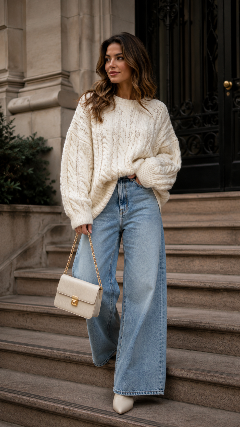 Oversized Cable-Knit Pullover