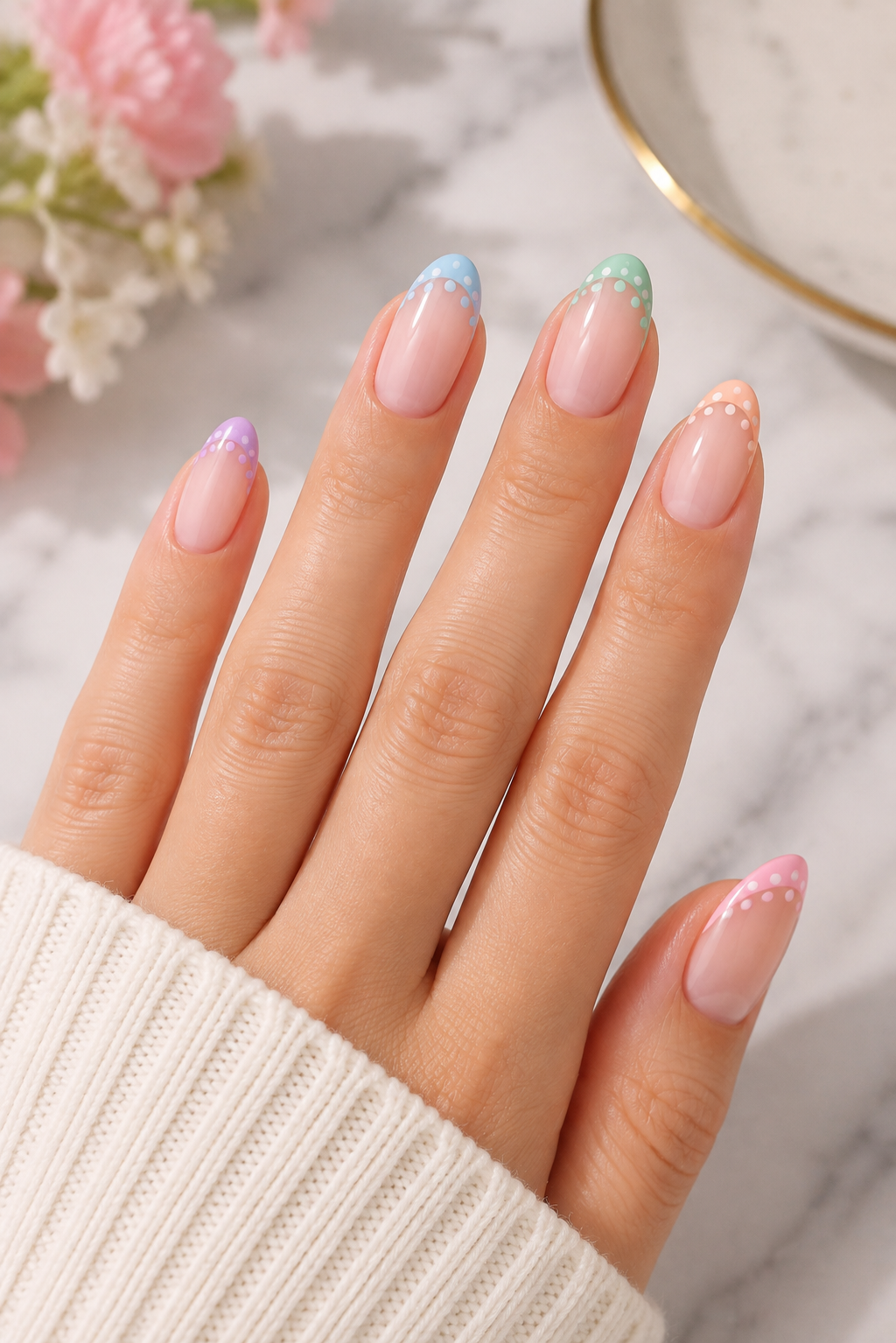 Pastel Rainbow Polka Dot French