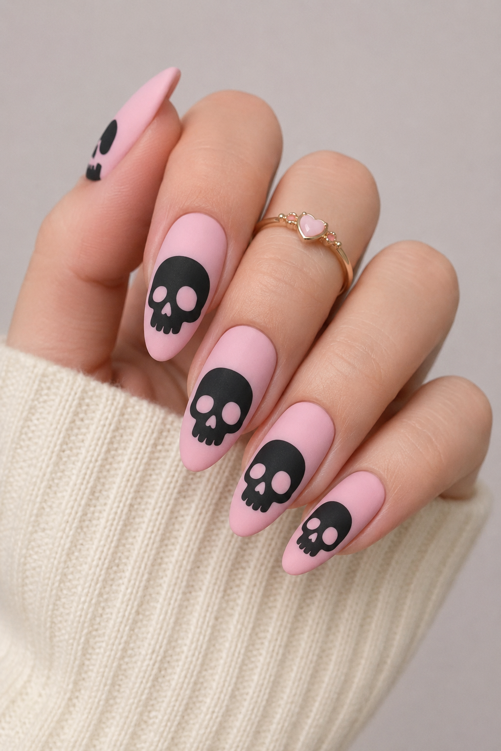Pastel Skull Silhouette Nails