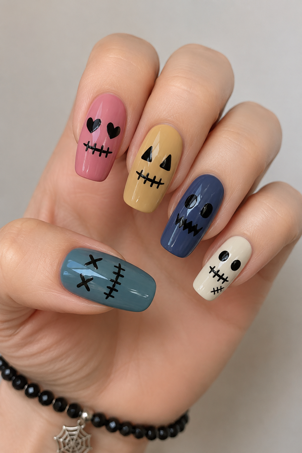 Patchwork Monster Face Nails