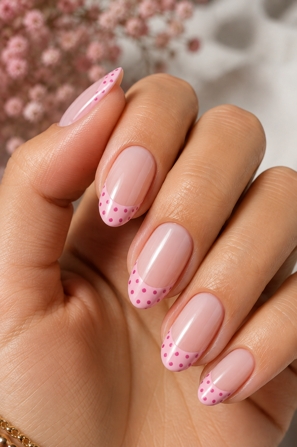Pink Polka Dot French Tips