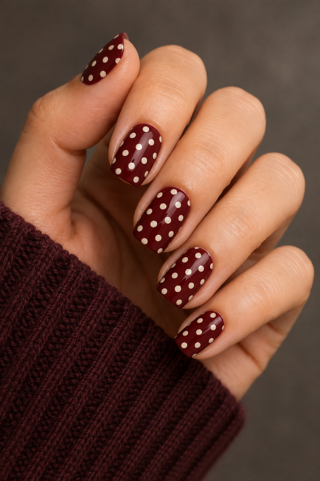 Polka Dot Burgundy