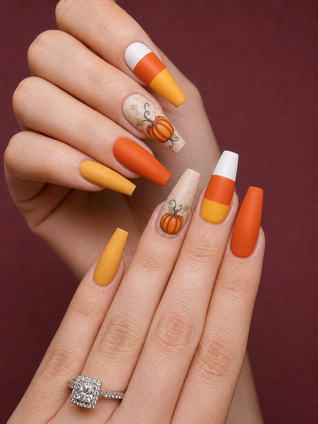 Pumpkin Candy Corn Nails
