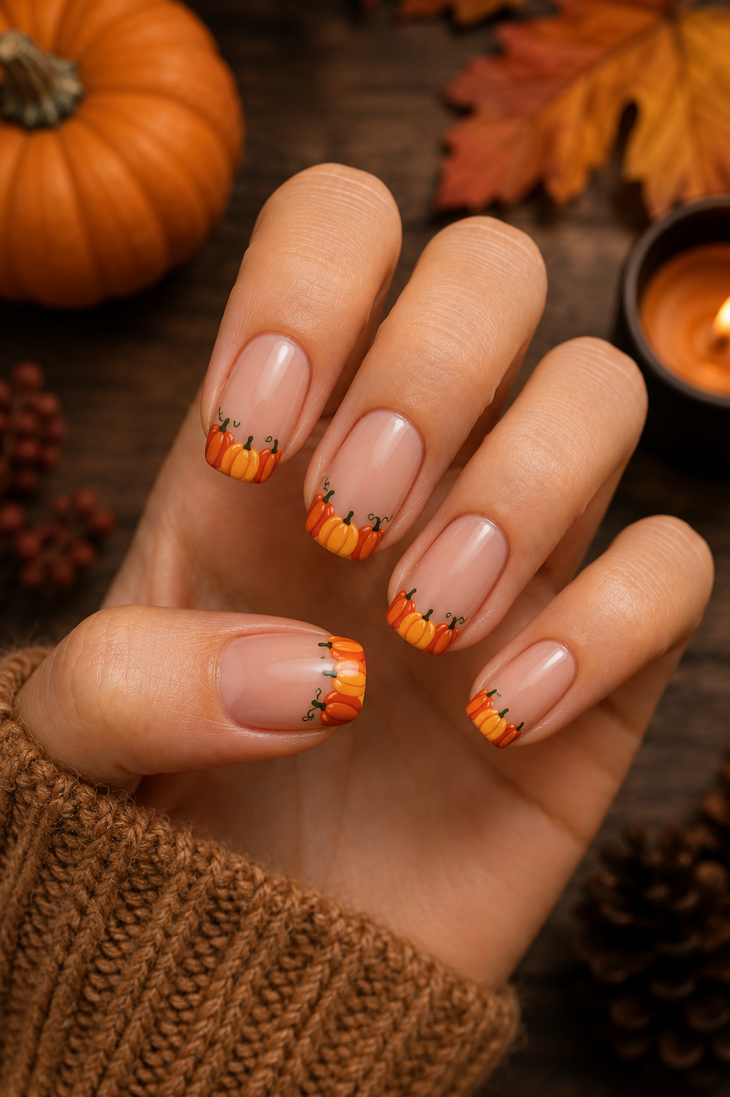 Pumpkin French Tip Manicure