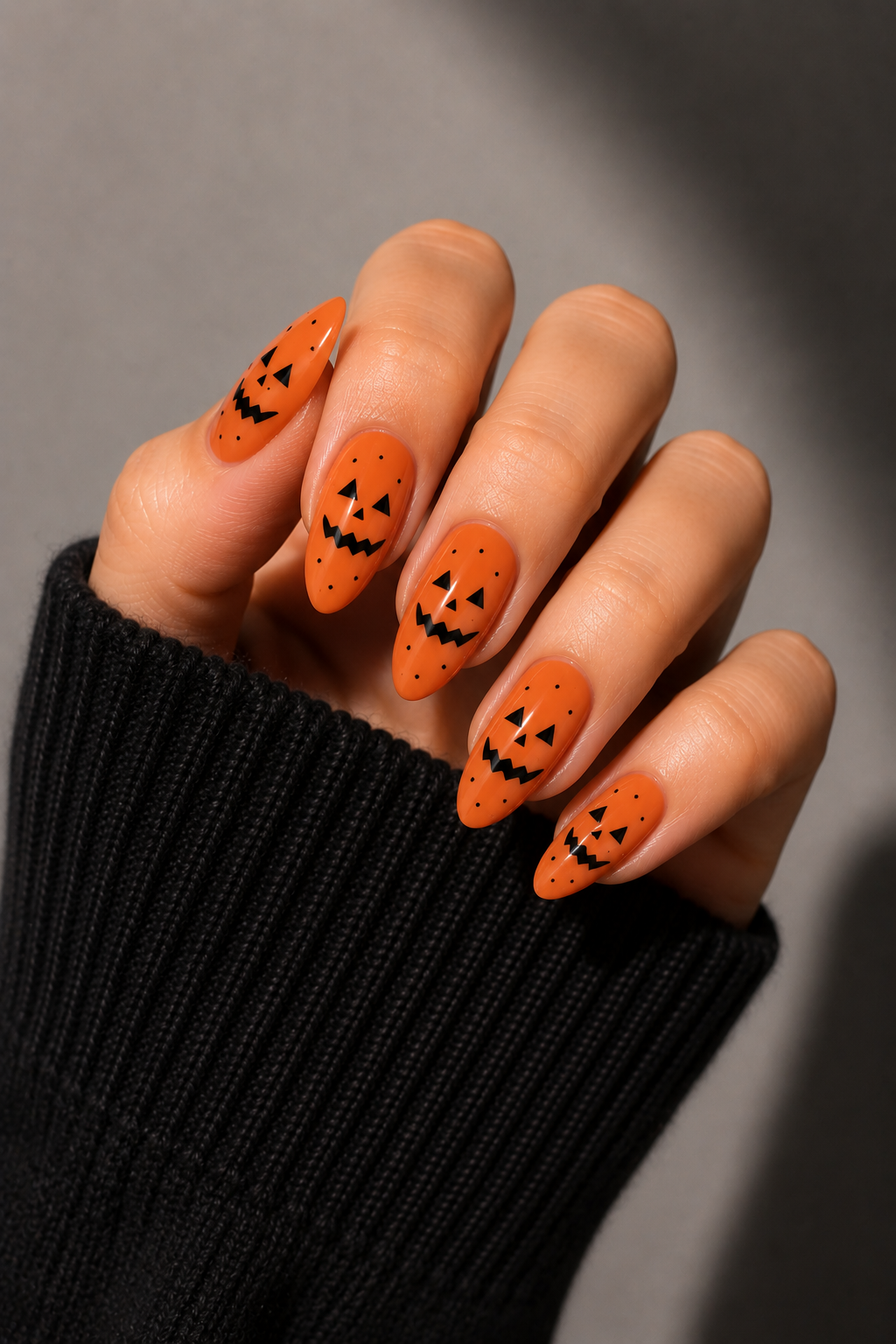 Pumpkin Jack-o’-Lantern Manicure
