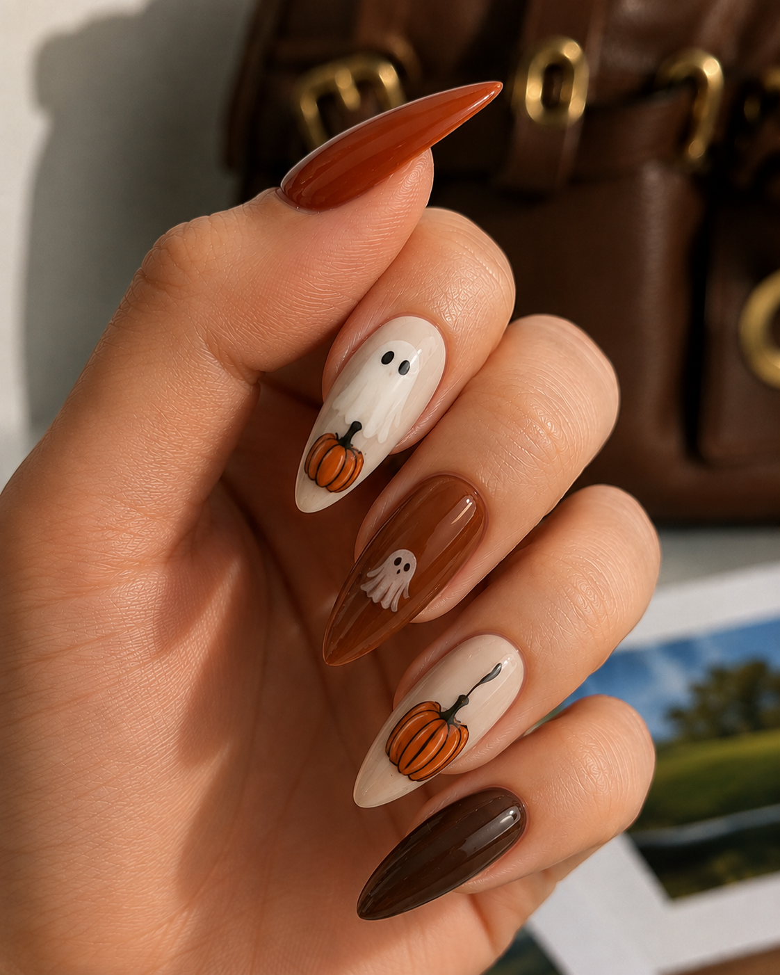 Pumpkin Nail Ideas for Halloween Ghost