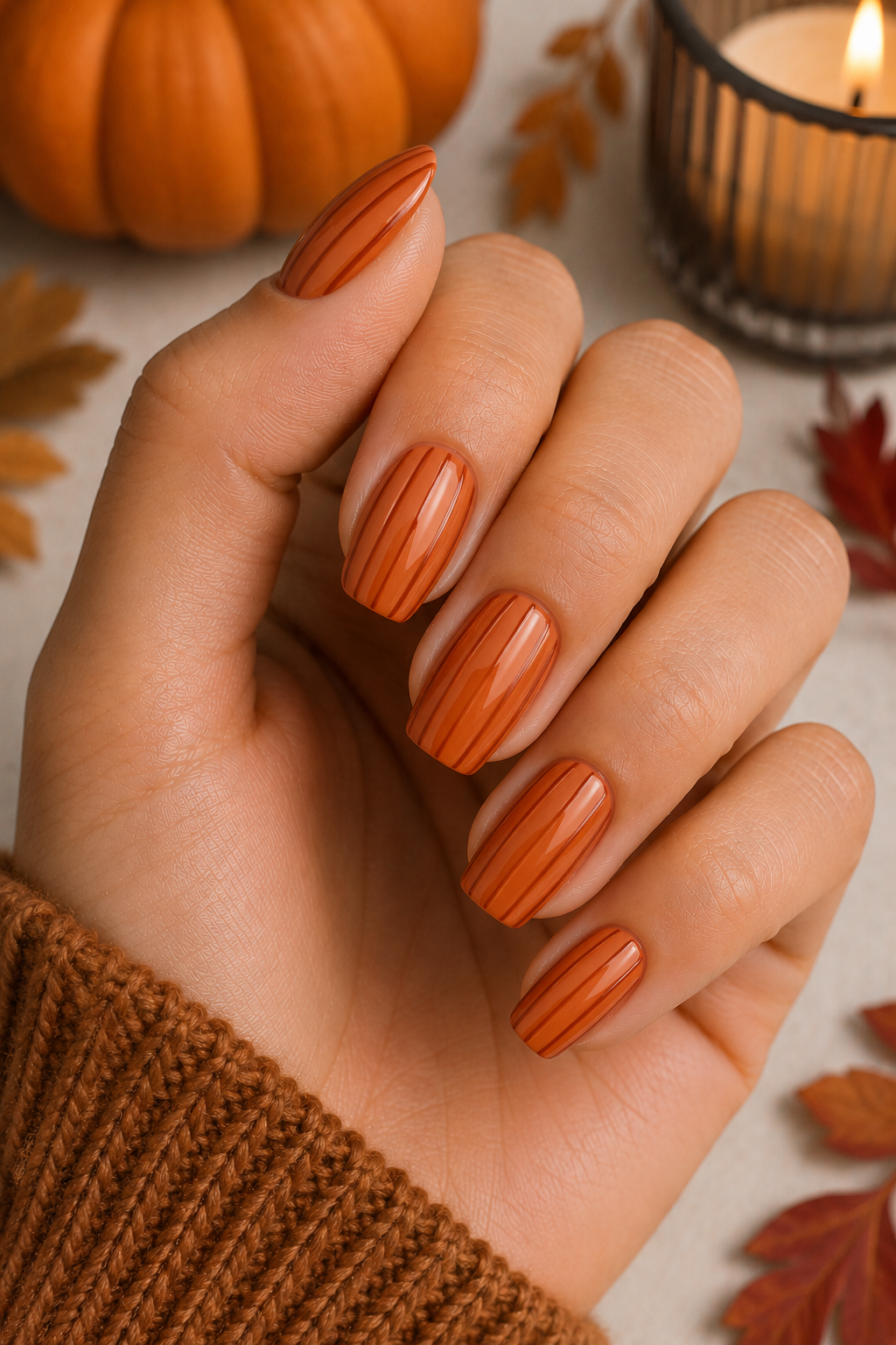 Pumpkin Ribbed Nails