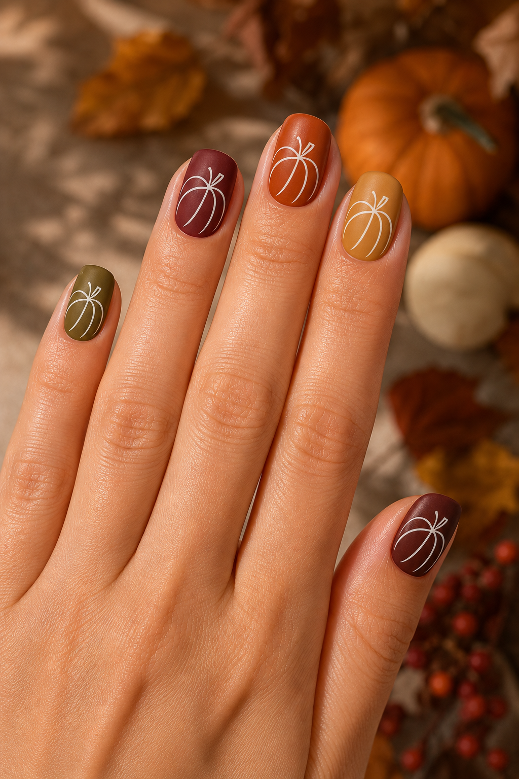 Pumpkin Spice Autumn Nails