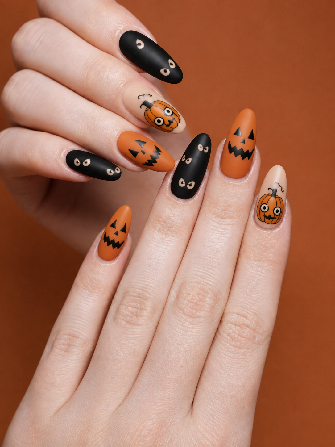 Pumpkin Spooky Eyes Nails