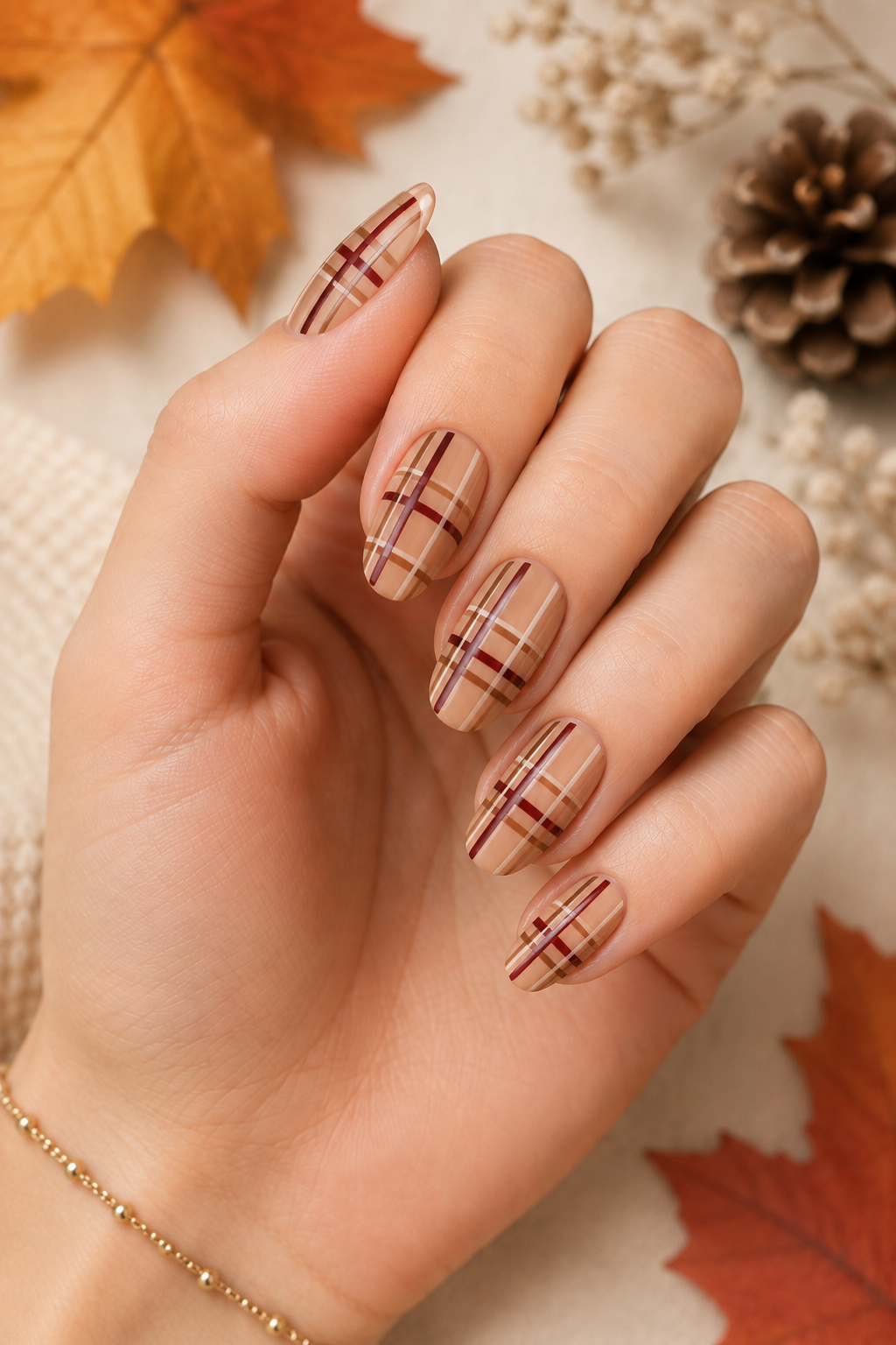 Simple Fall Plaid Nails
