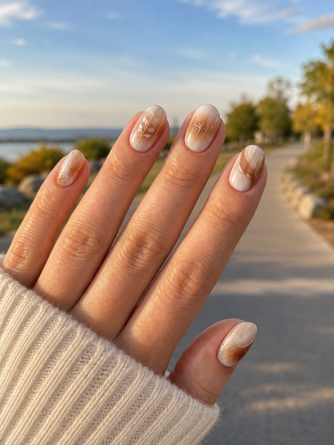 Toasted Marshmallow Aura Nails