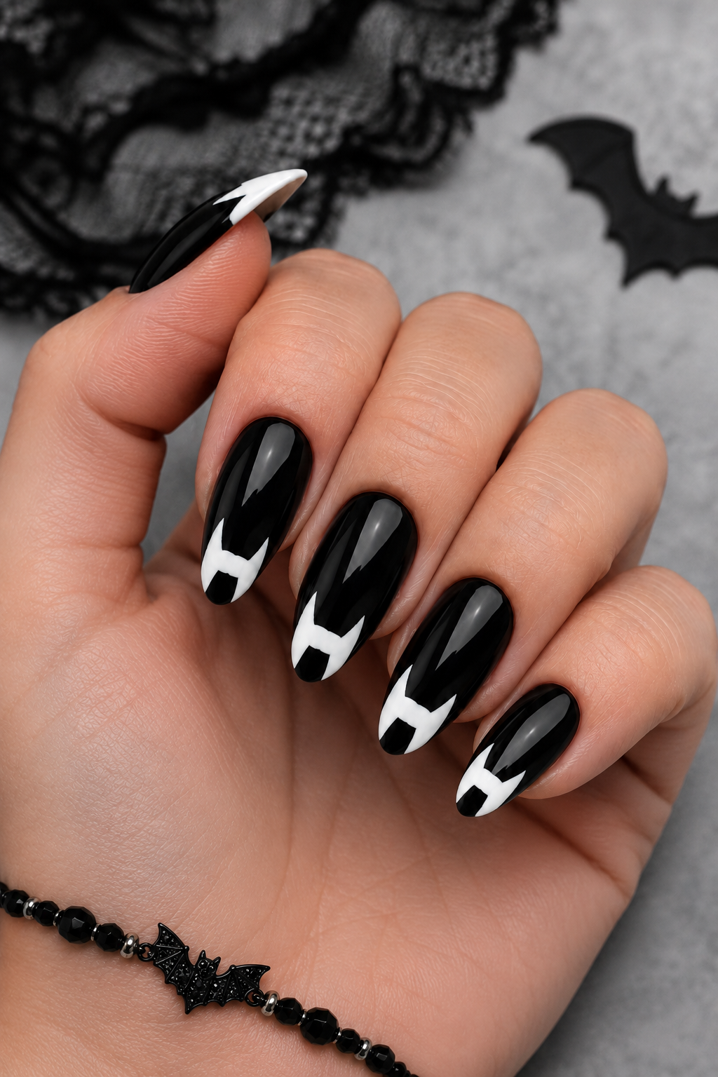 Vampire Fang French Tip Halloween Nails