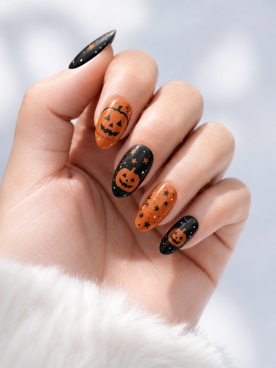 halloween pattern pumpkin nails