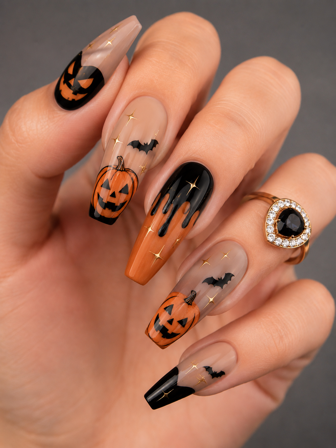 pumpkin bat nails for halloween