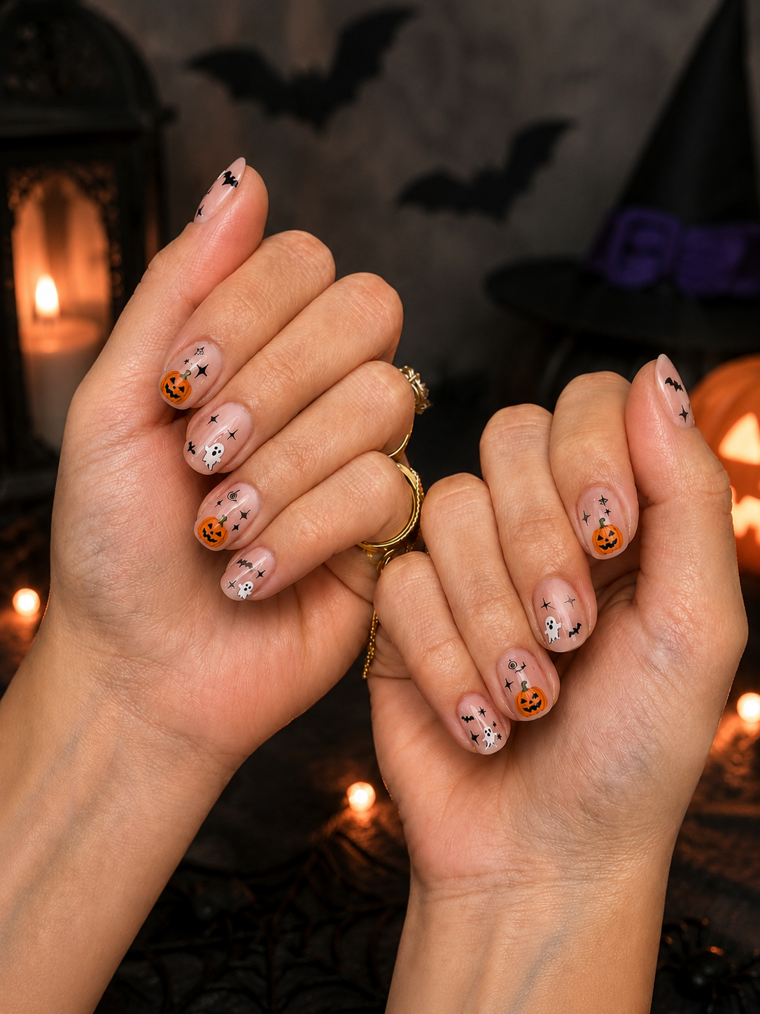 pumpkin doodle nail ideas for halloween