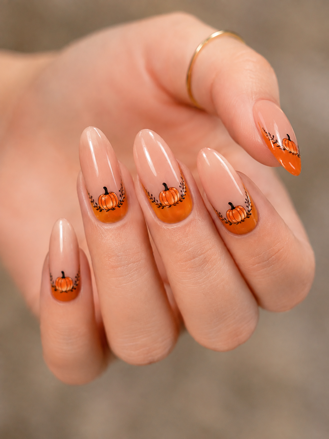 pumpkin orange french tip nails for halloween