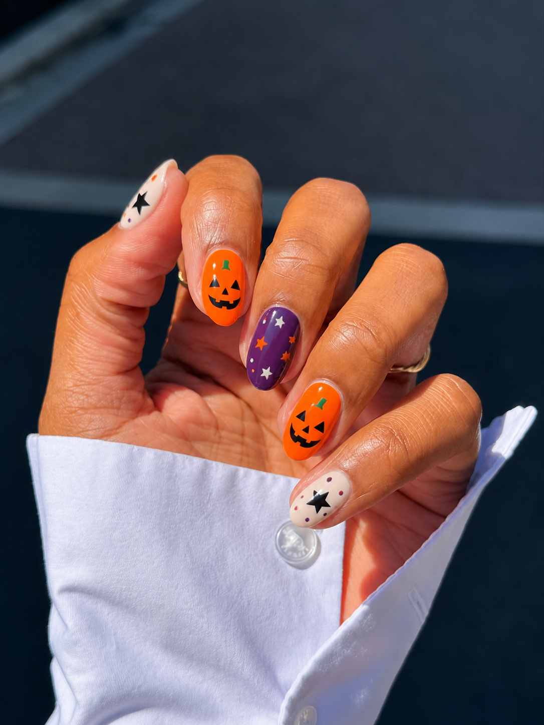 star and pumpkin nail ideas