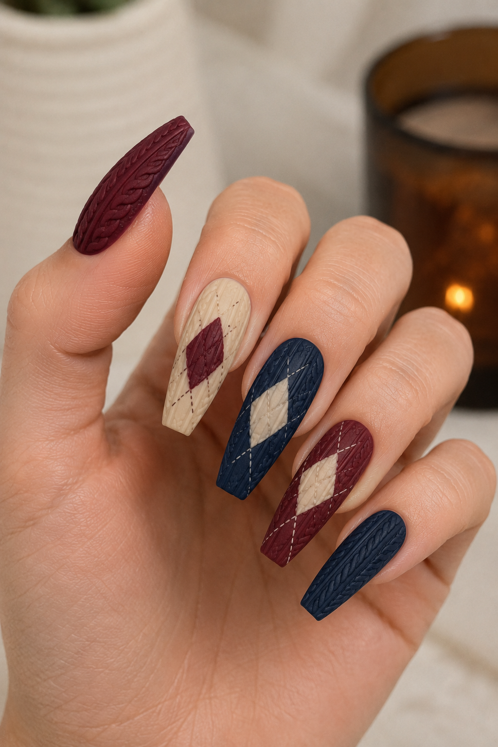 Argyle Sweater Nails