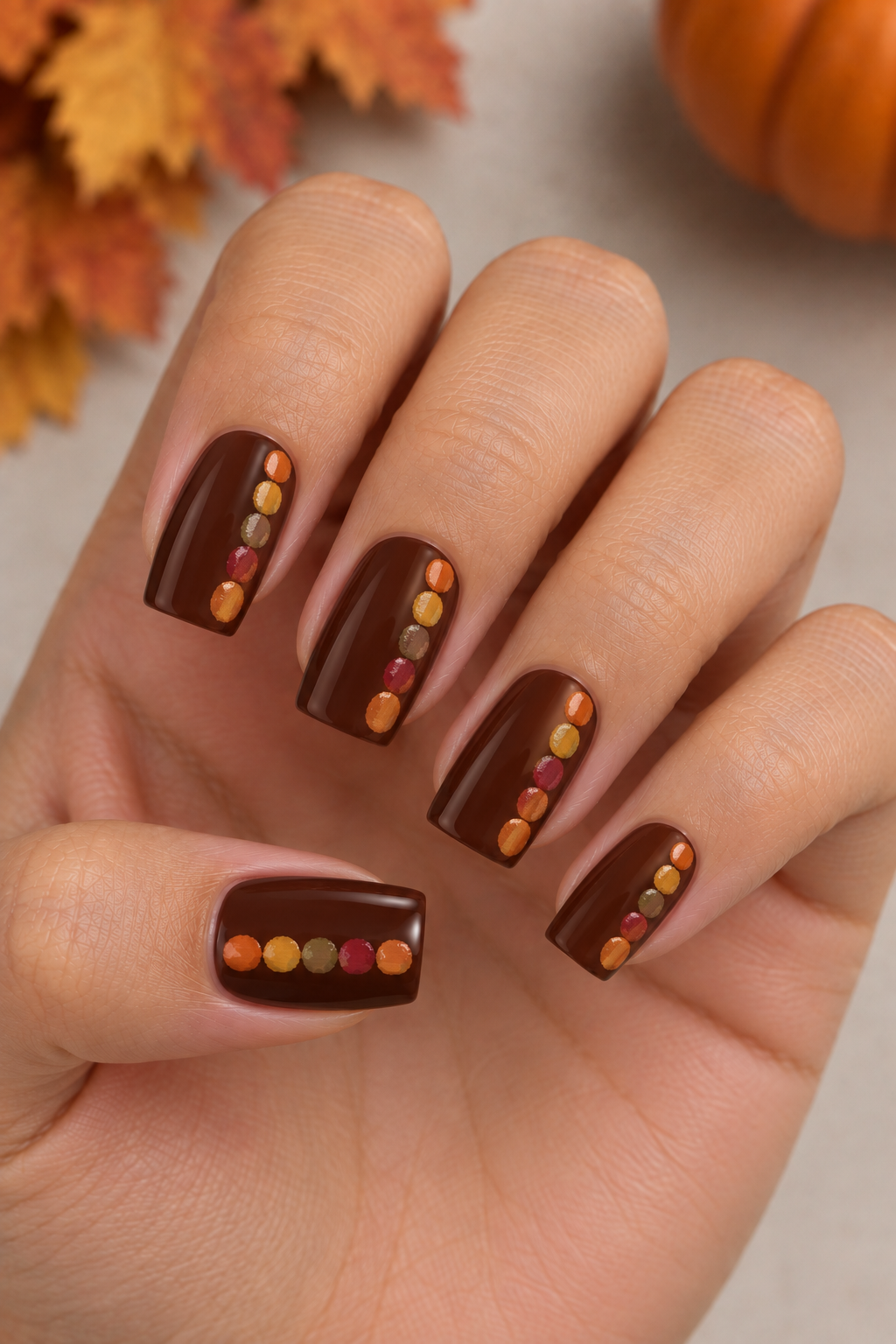 Autumn Confetti Dot Nails