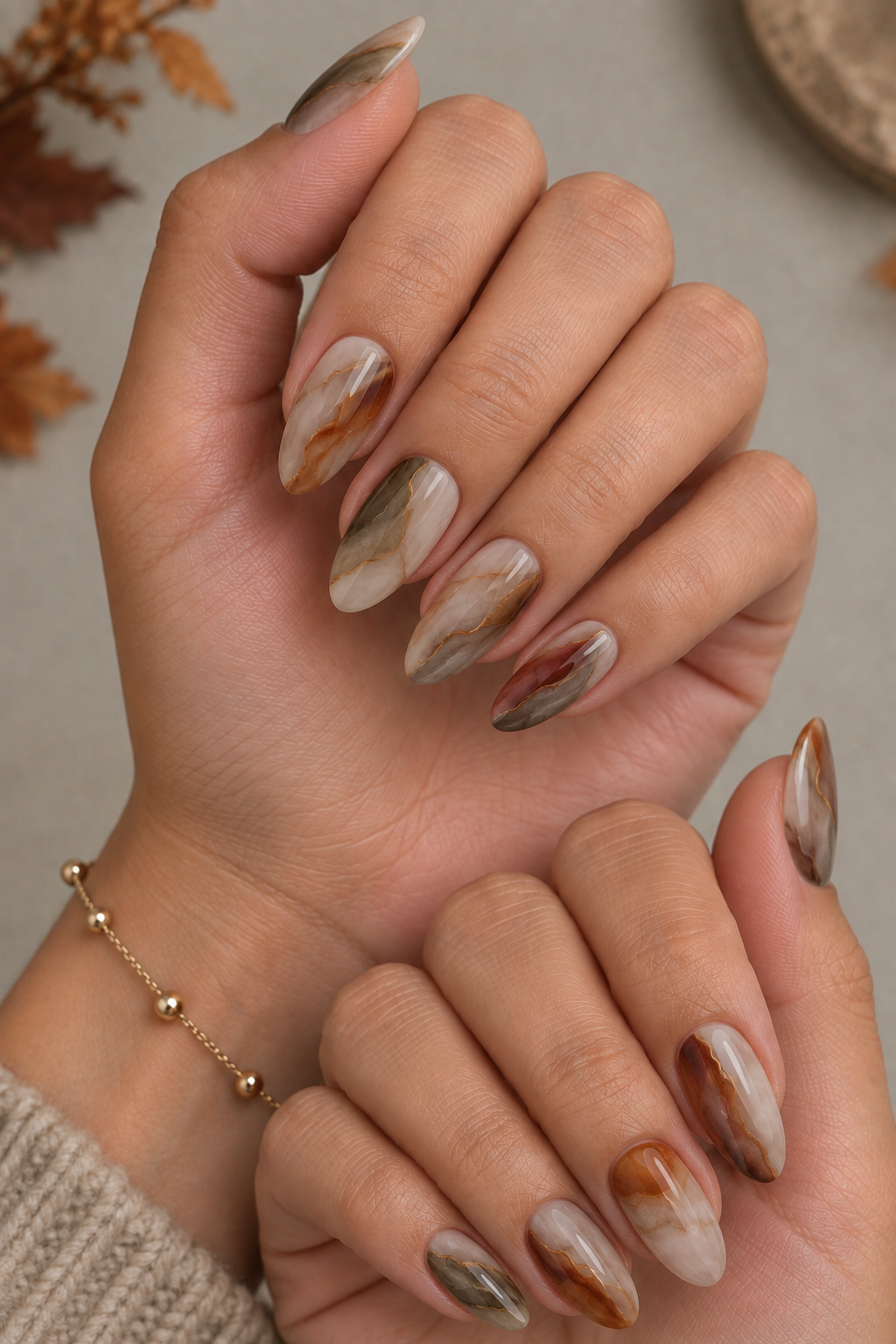 Autumn Mineral Layer Acrylic Nails