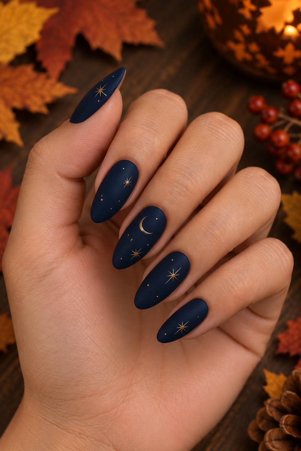 Autumn Night Sky Nails