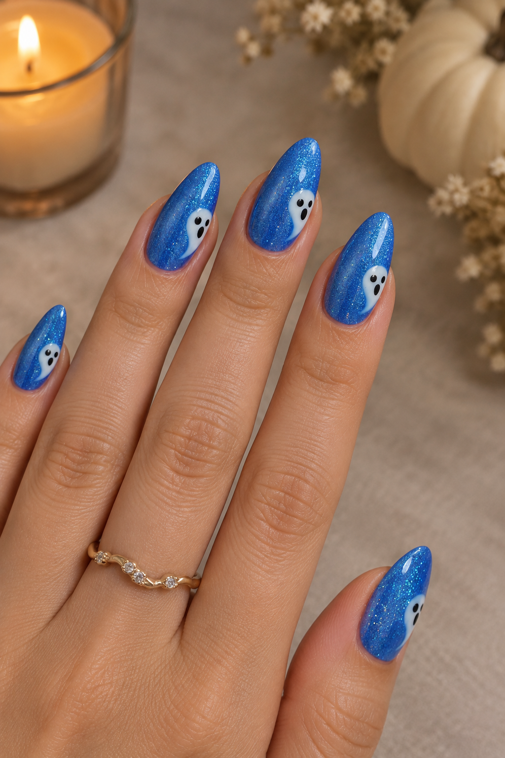 Blue Whisper Ghost Nails