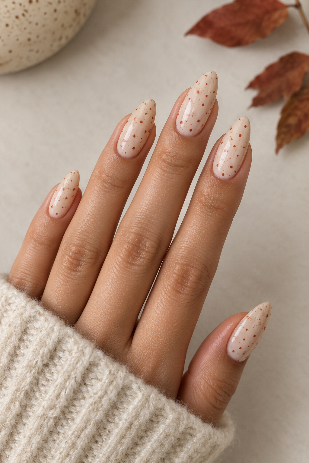 Burnt Red Speckle Acrylic Nails