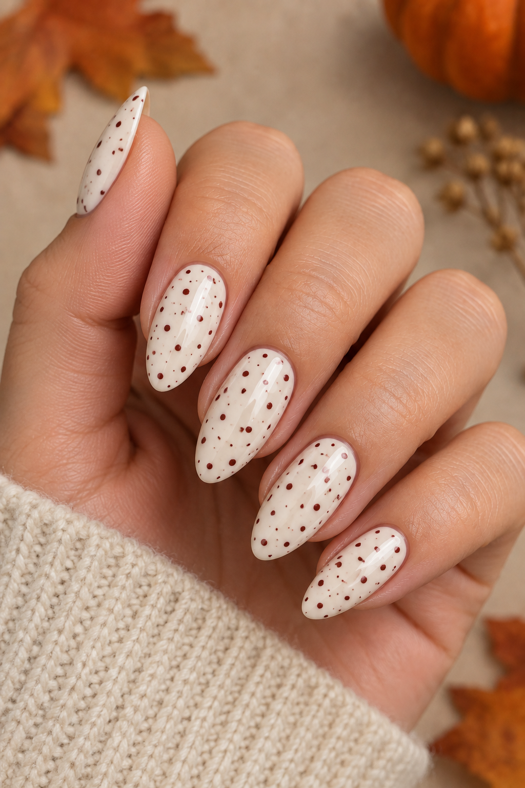 Burnt Red Speckle Nails
