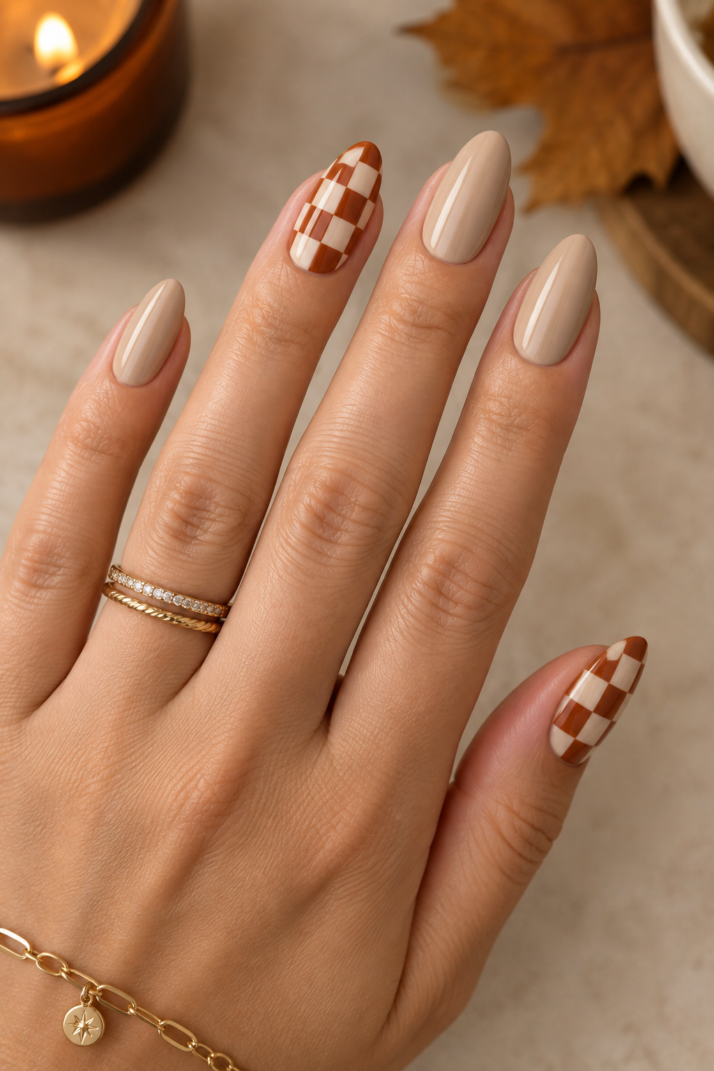 Burnt Sienna Checker Accents