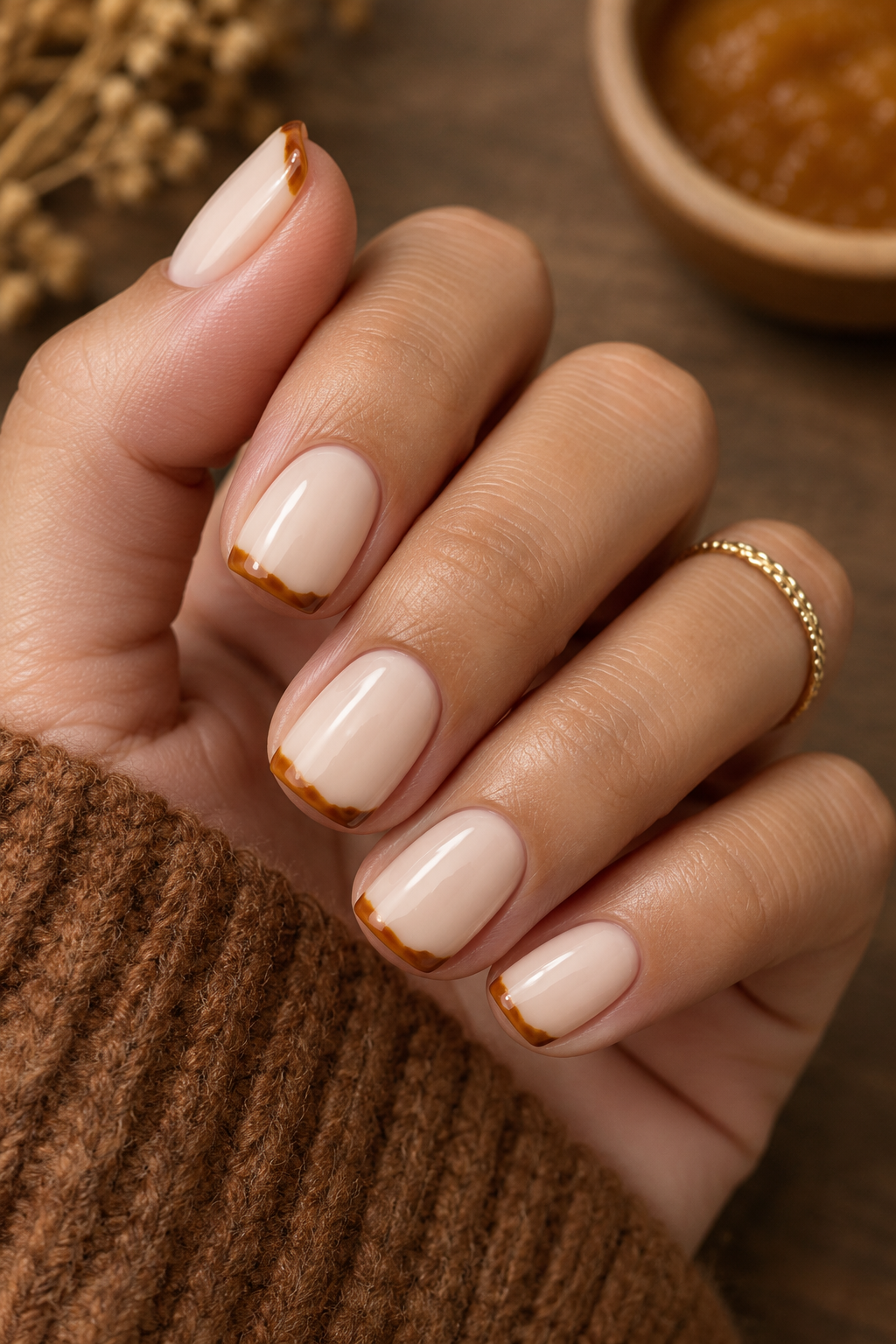 Burnt Sugar Edge Acrylic Nails