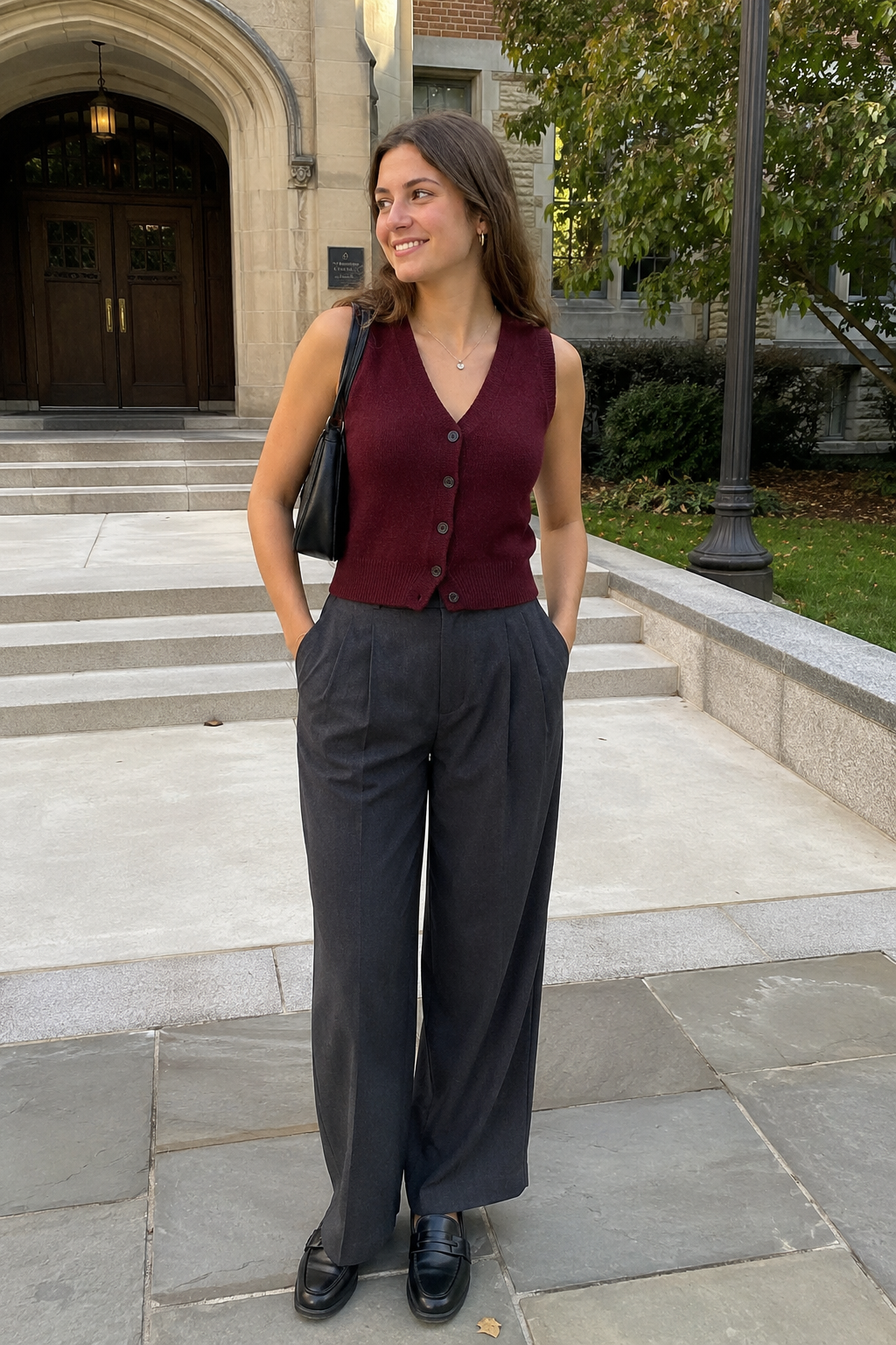 Button-Front Sweater Vest