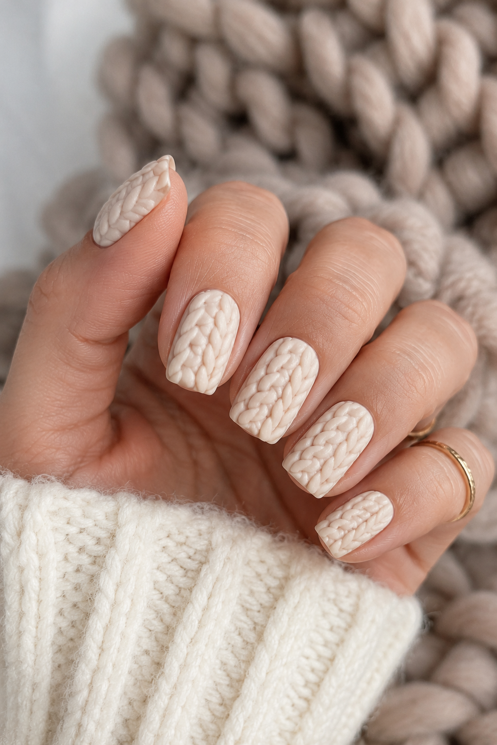 Chunky Blanket Knit Sweater Nails