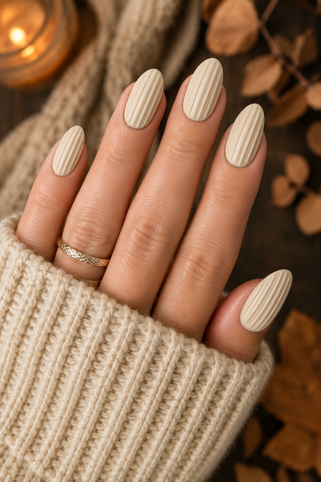 Chunky Rib-Knit Lines Sweater Nail