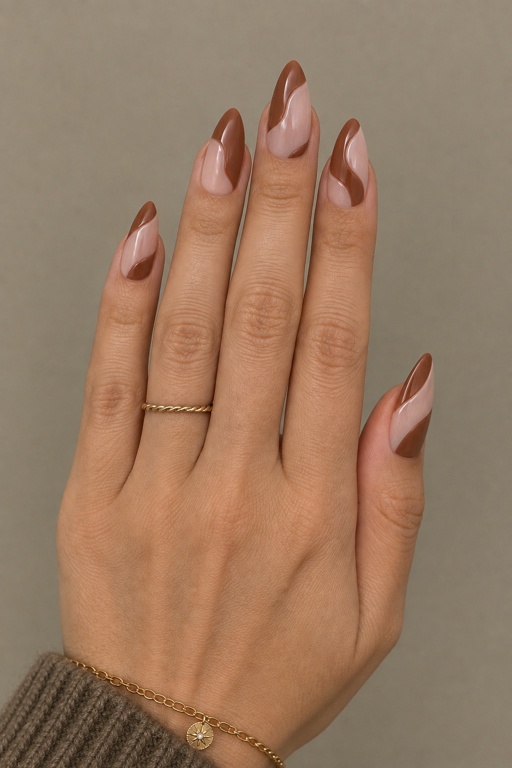 Cinnamon Cut-In Acrylic Nails