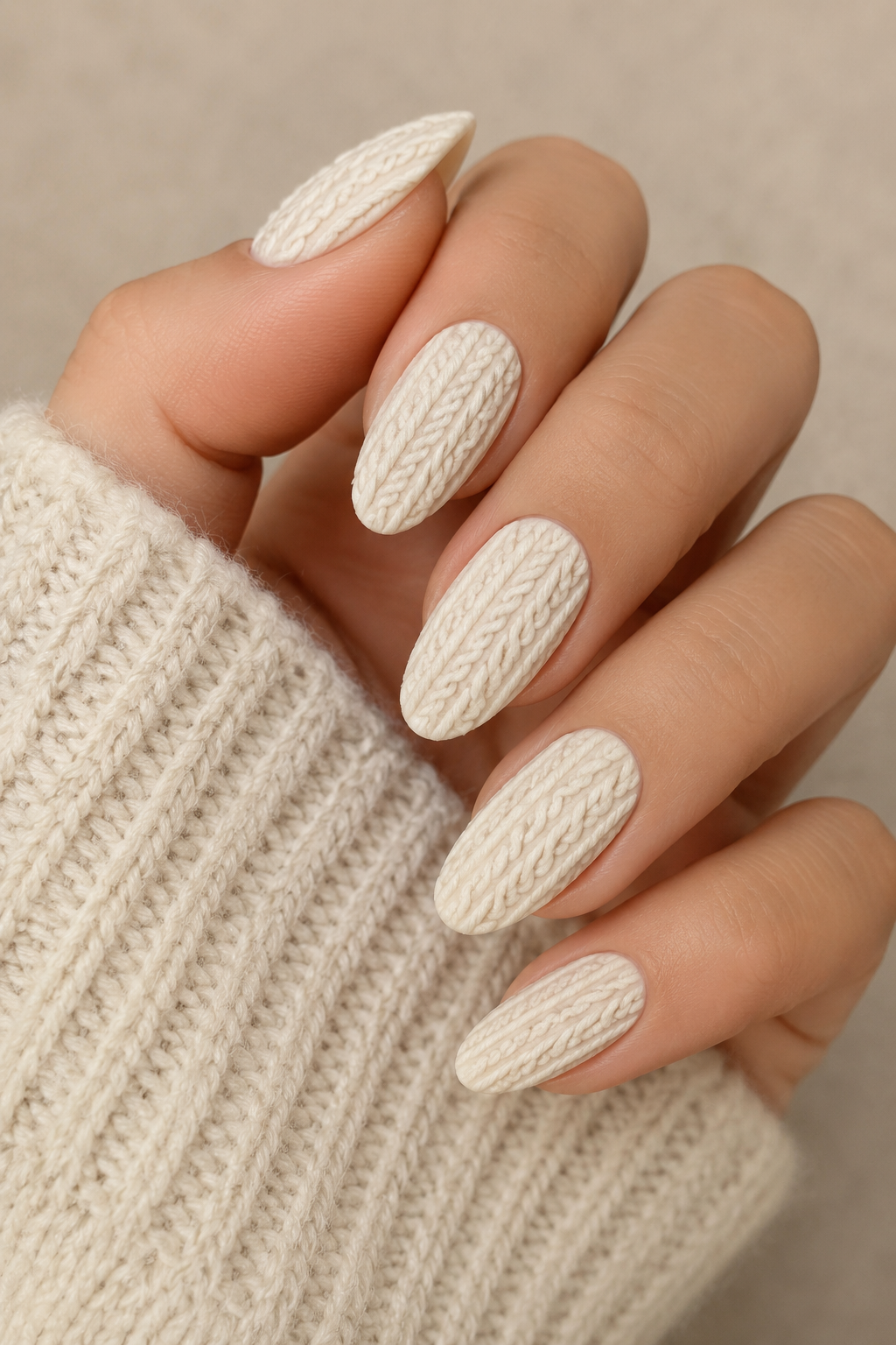 Classic Cable Knit Sweater Nails