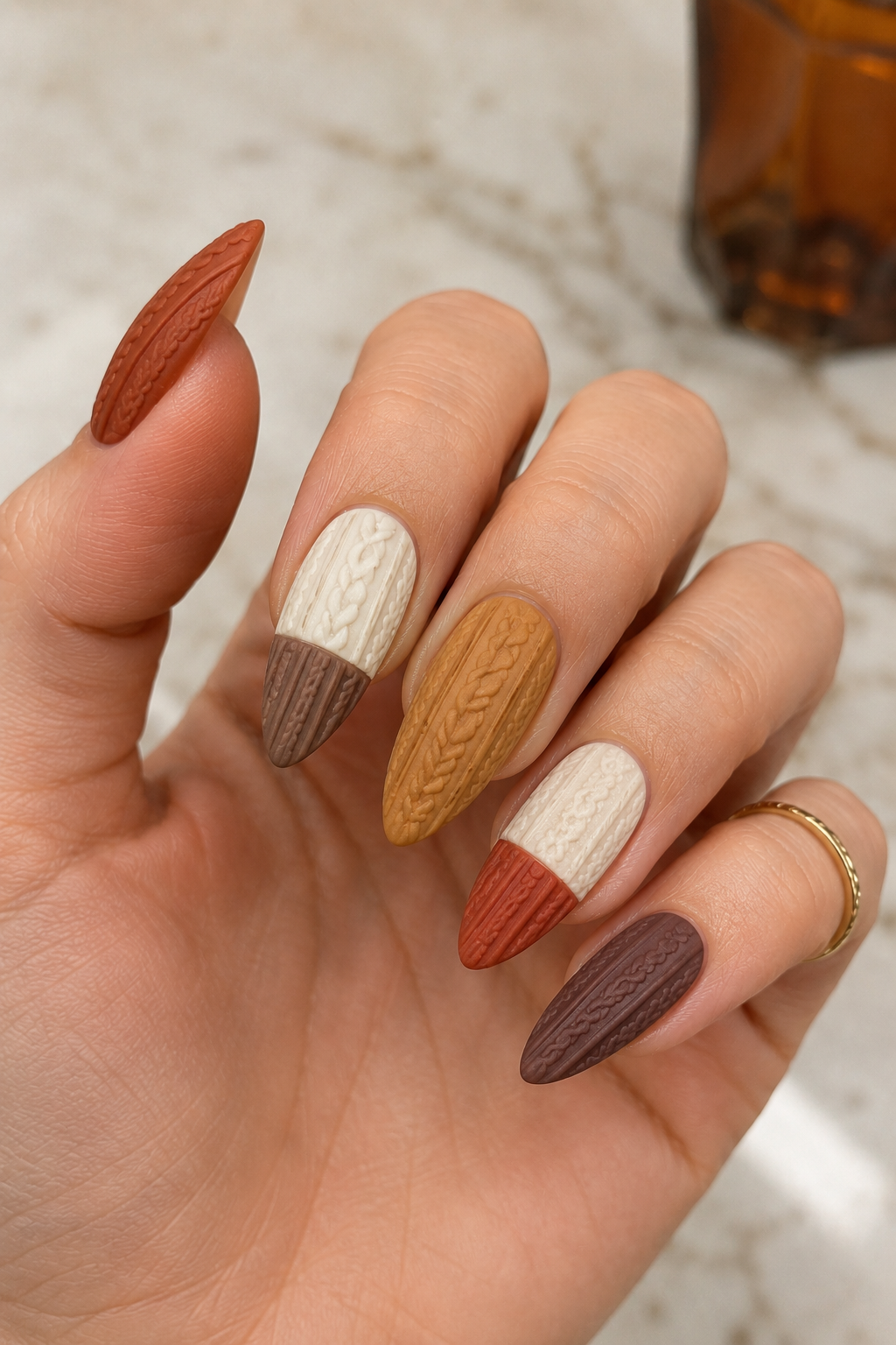 Color-Block Sweater Nails